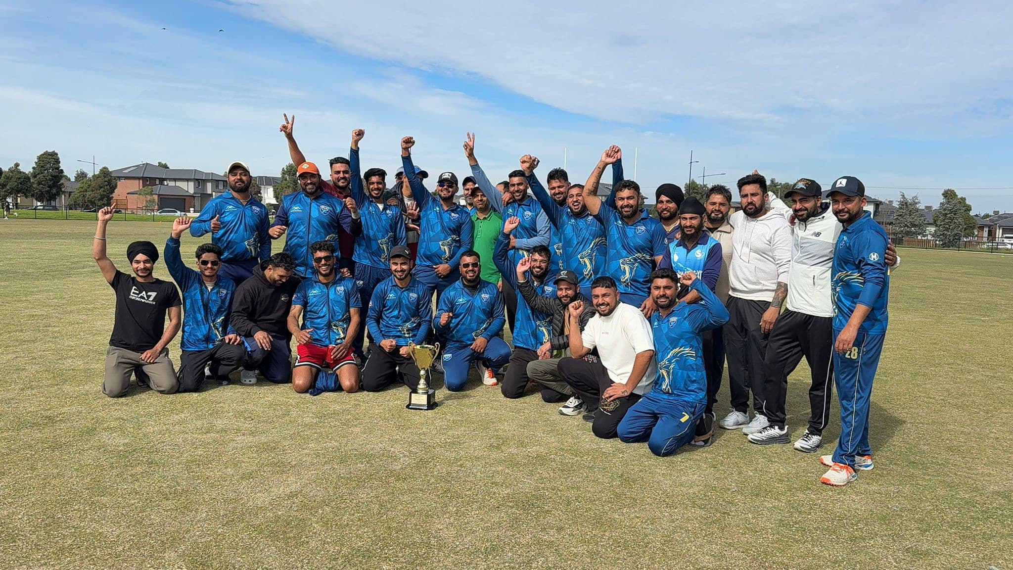 Northern Stars Cricket Club players celebrating their 2026 Tennis Ball Cricket Australia championship win