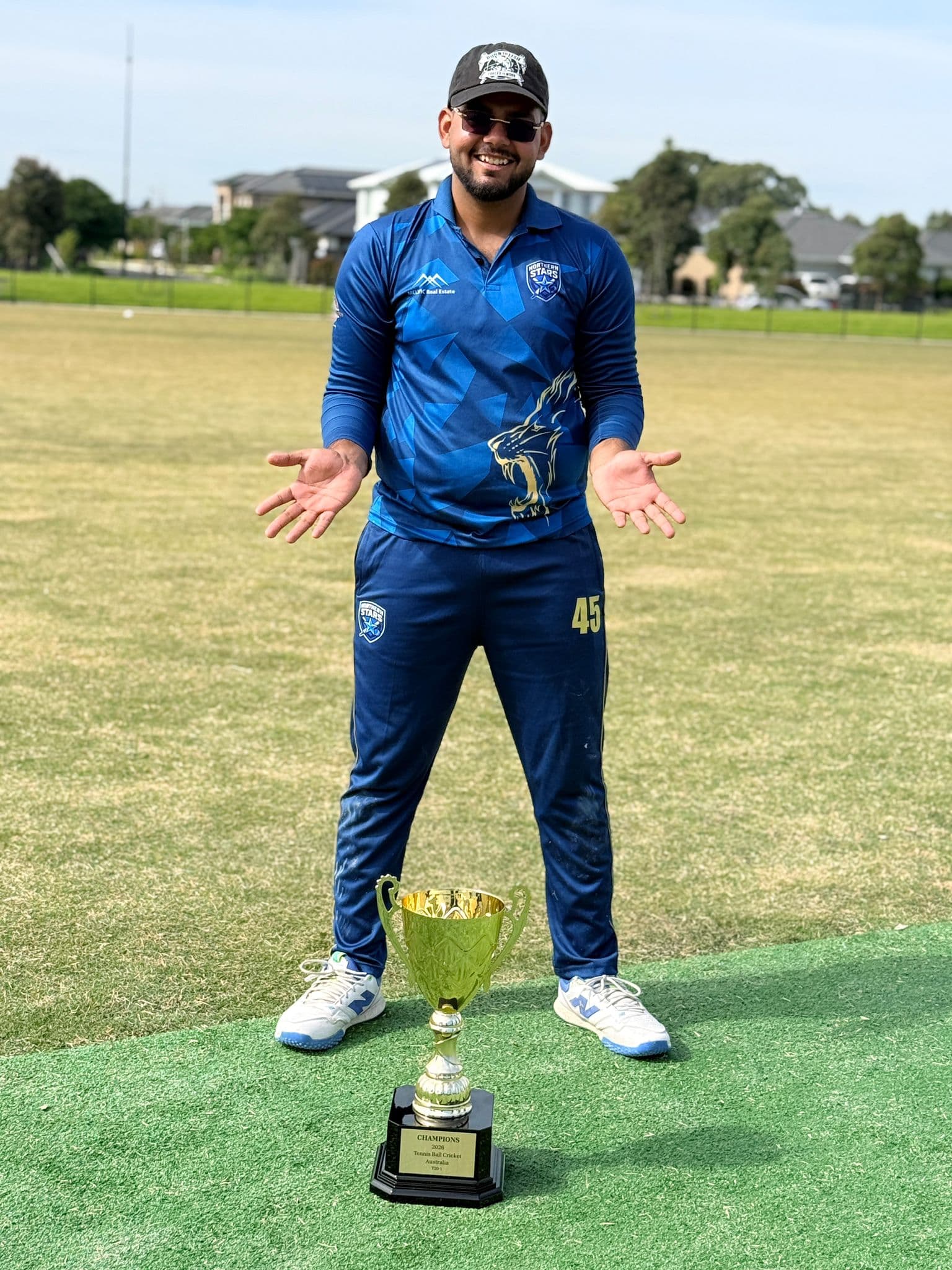 Northern Stars Cricket Club players celebrating their 2026 Tennis Ball Cricket Australia championship win