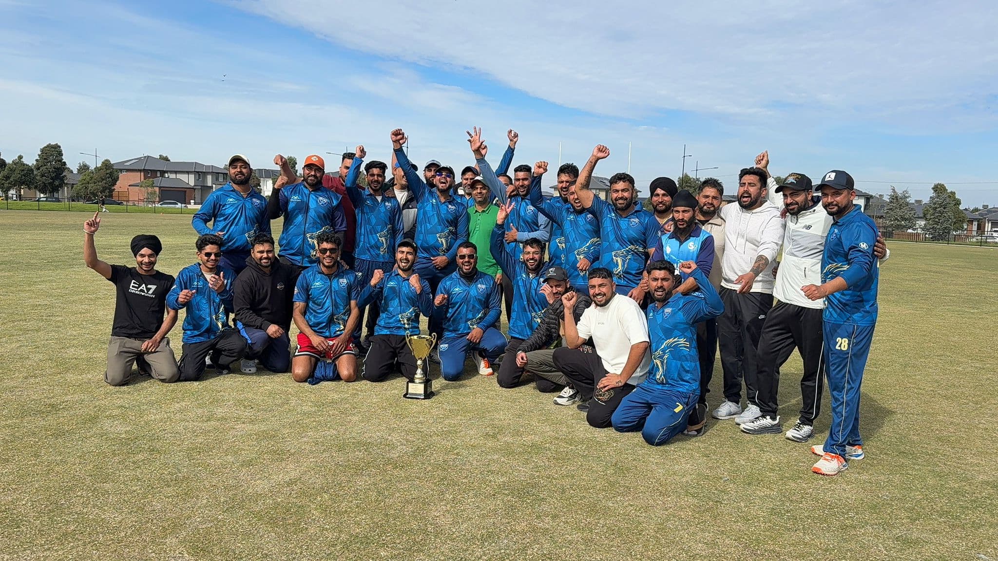 Northern Stars Cricket Club players celebrating their 2026 Tennis Ball Cricket Australia championship win