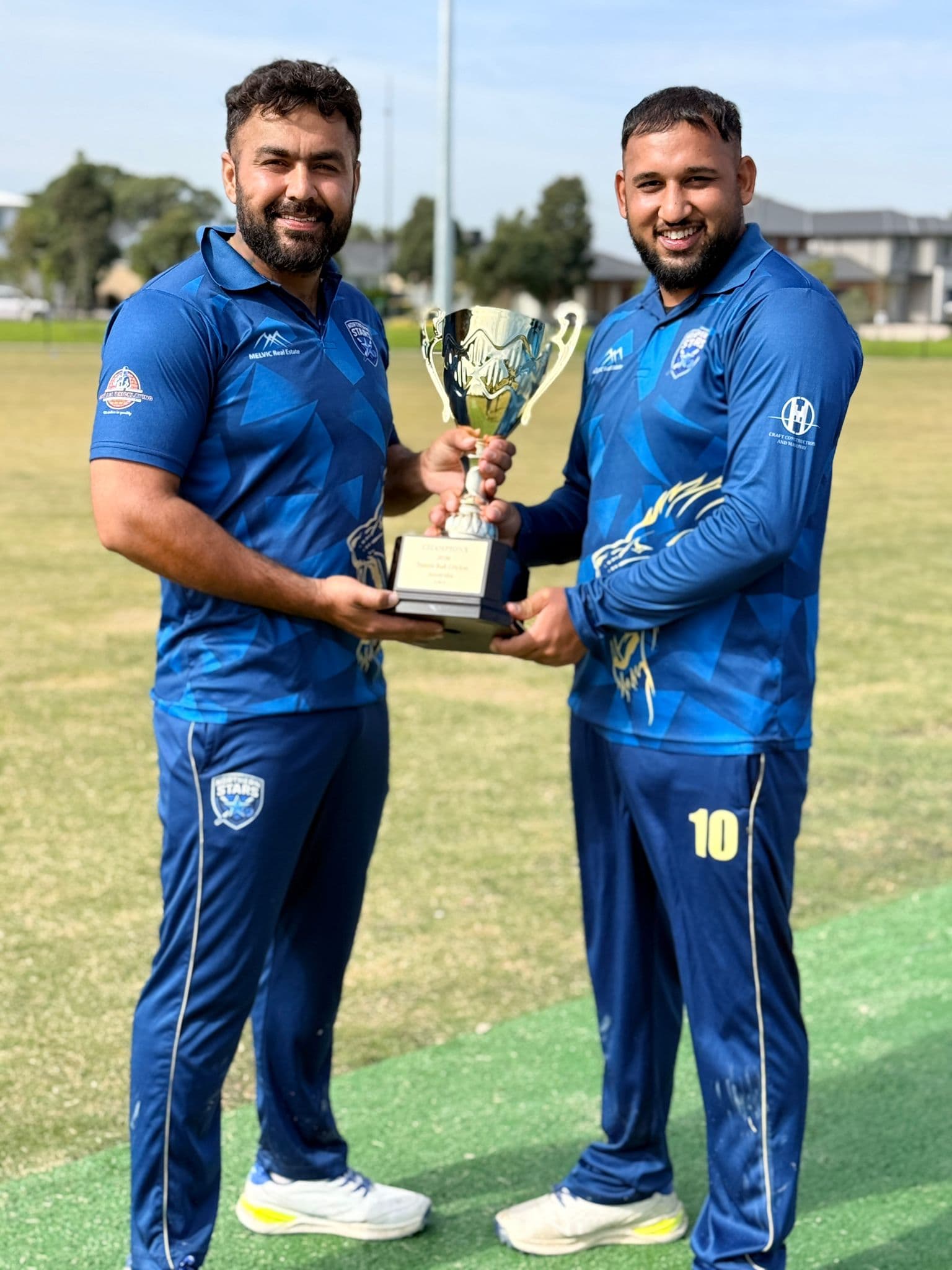 Northern Stars Cricket Club players celebrating their 2026 Tennis Ball Cricket Australia championship win