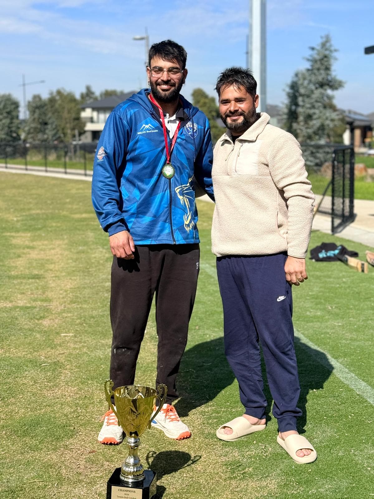 Northern Stars Cricket Club players celebrating their 2026 Tennis Ball Cricket Australia championship win