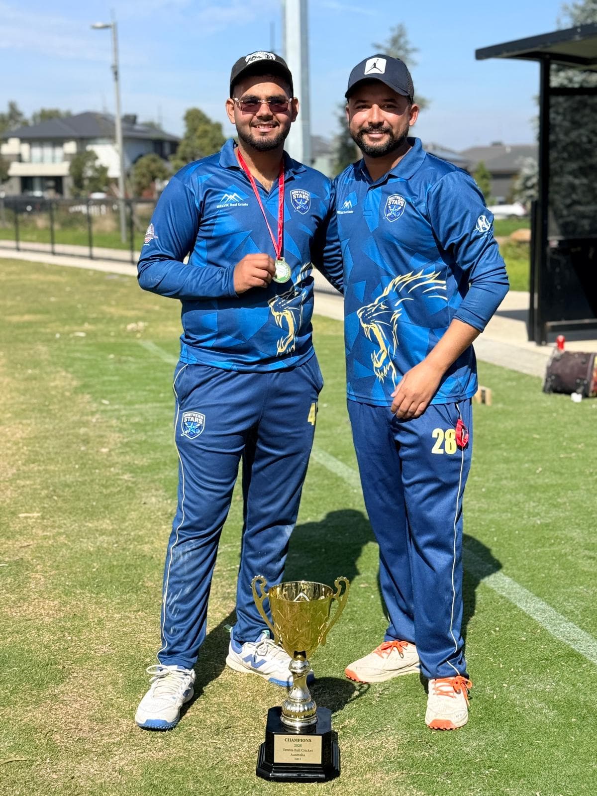 Northern Stars Cricket Club players celebrating their 2026 Tennis Ball Cricket Australia championship win