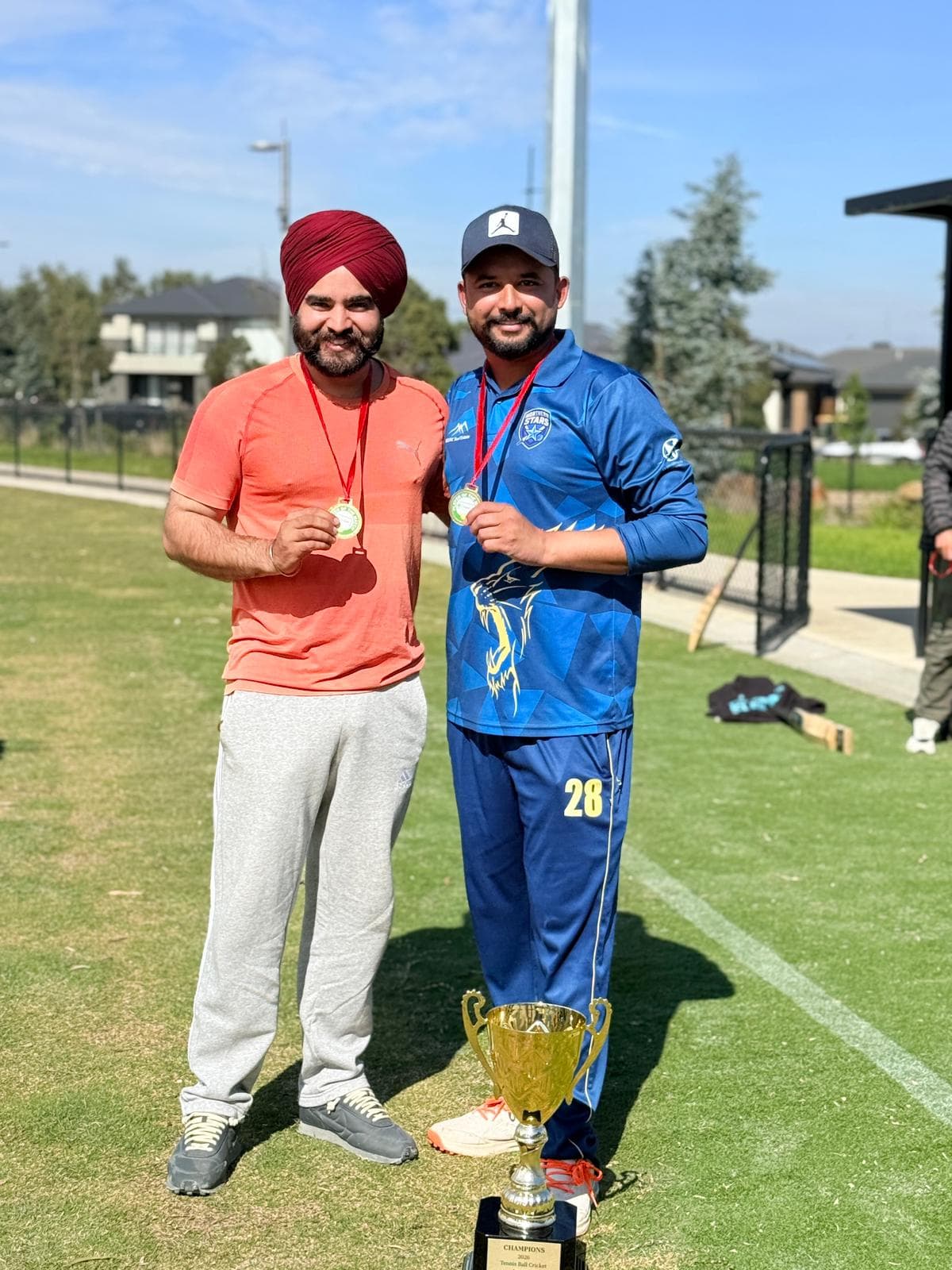Northern Stars Cricket Club players celebrating their 2026 Tennis Ball Cricket Australia championship win