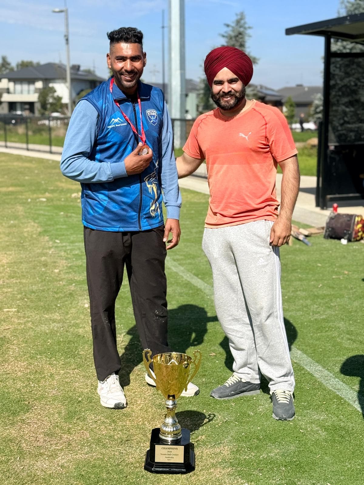 Northern Stars Cricket Club players celebrating their 2026 Tennis Ball Cricket Australia championship win