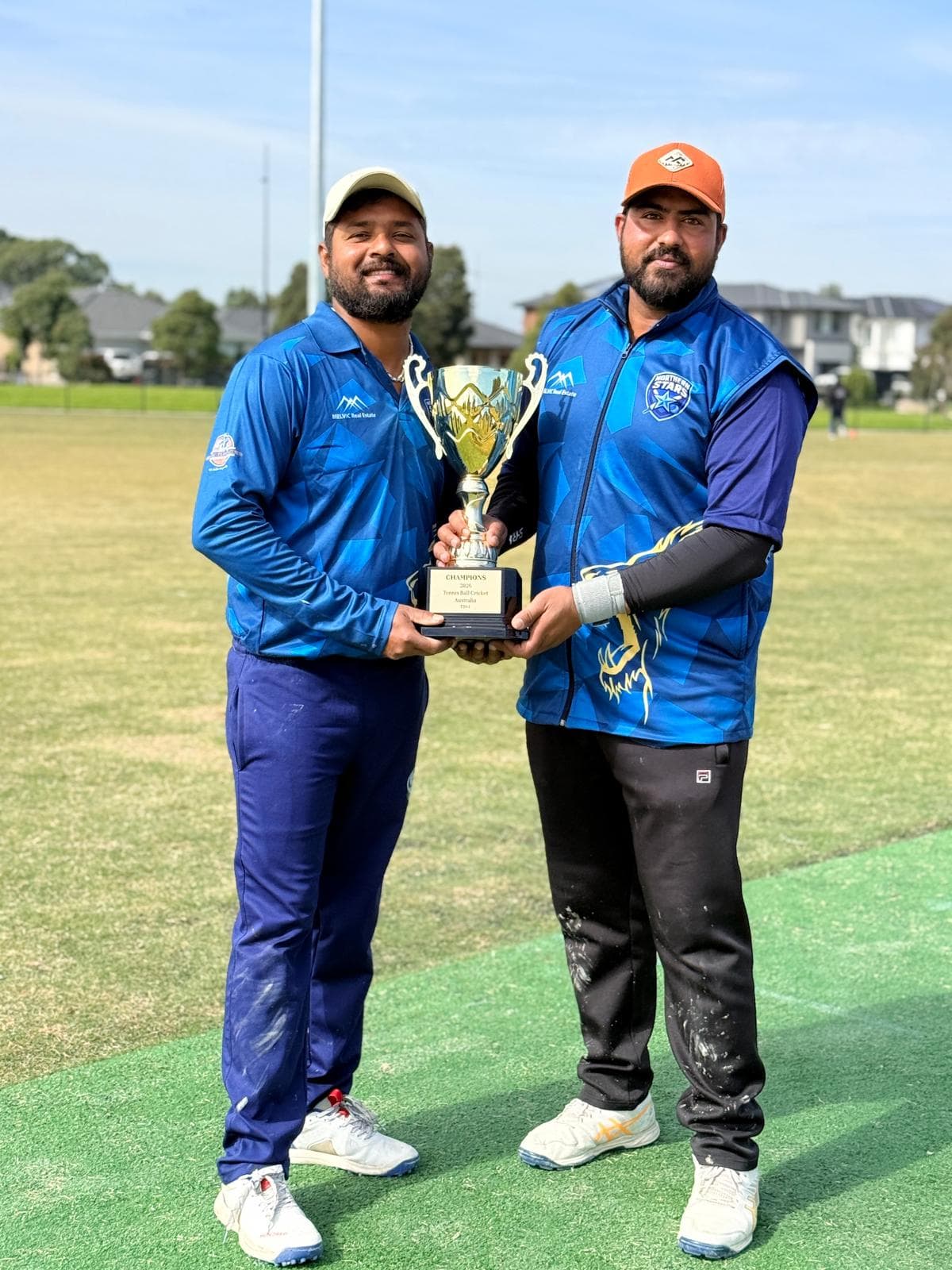 Northern Stars Cricket Club players celebrating their 2026 Tennis Ball Cricket Australia championship win