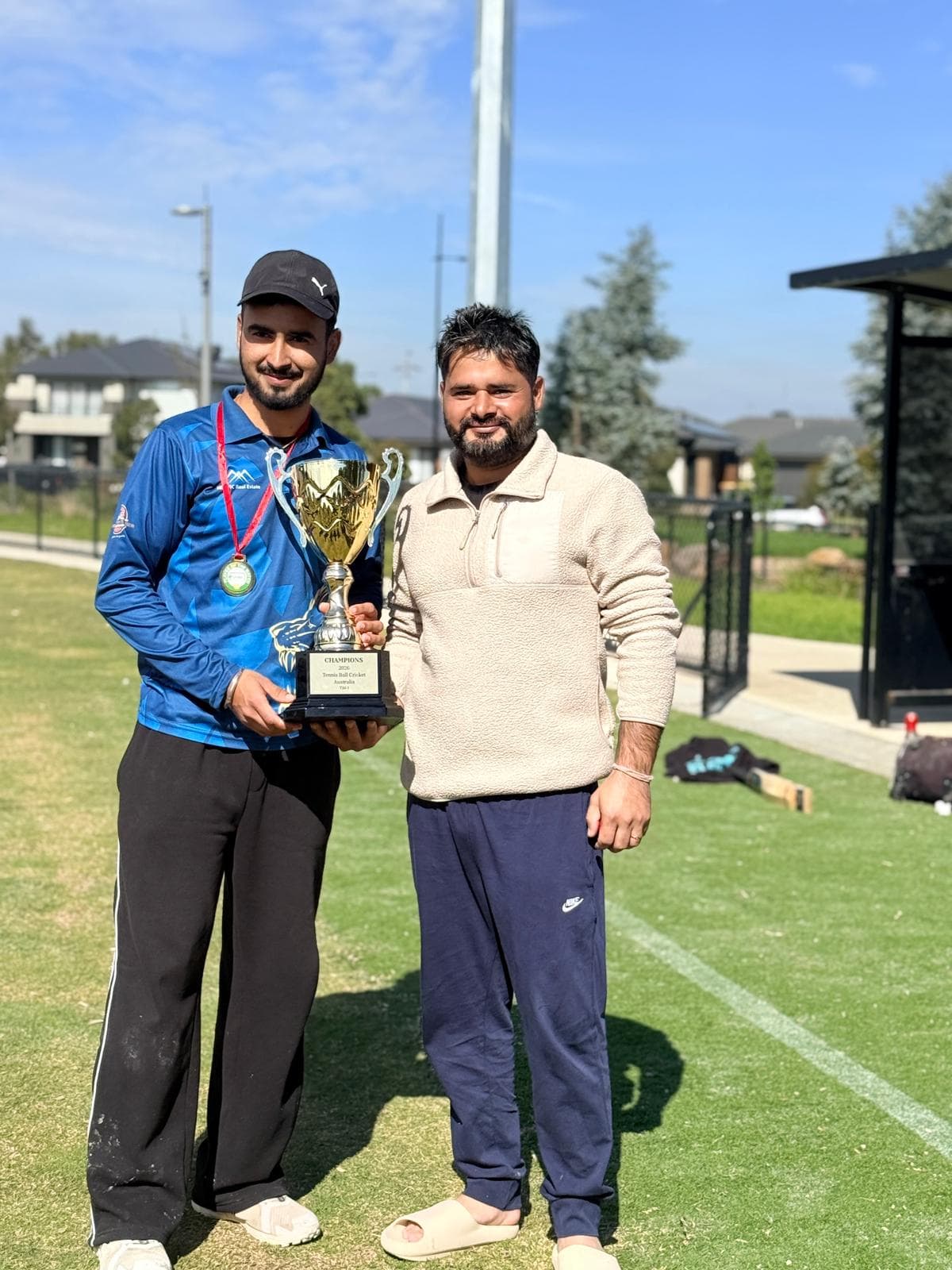 Northern Stars Cricket Club players celebrating their 2026 Tennis Ball Cricket Australia championship win